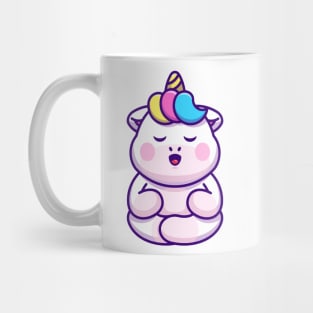 Cute baby unicorn meditation cartoon Mug